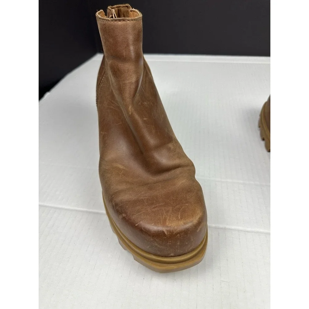 Sorel Joan Arctic Wedge III Chelsea Boots Women's 10.5 Brown Leather Round Toe
